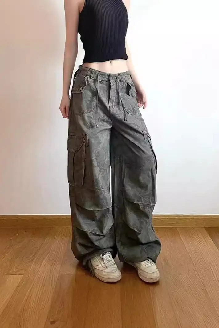 Denim Utility Pocketed Cargo Pants