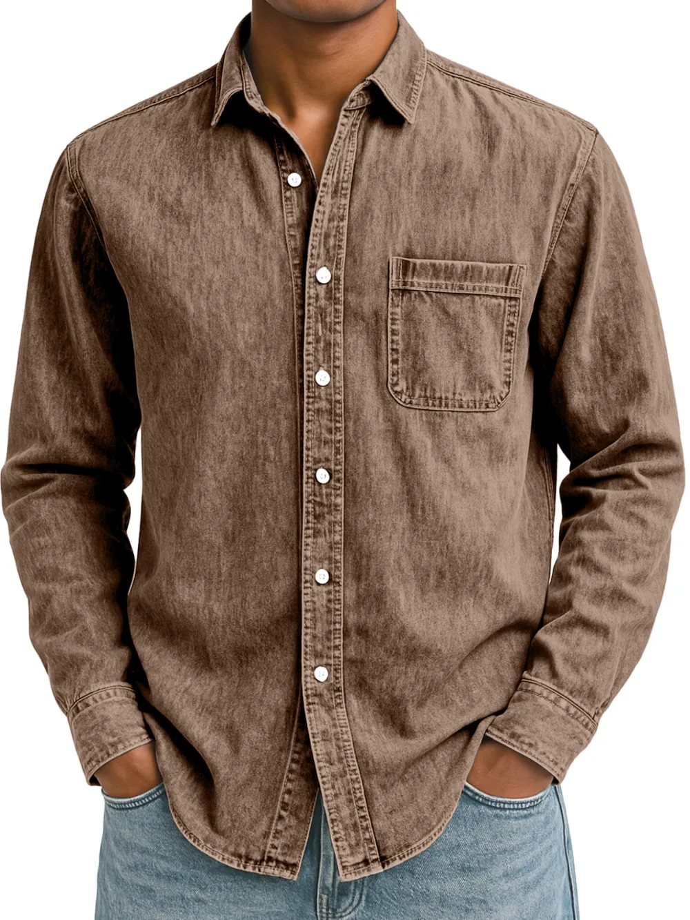 Relaxed Long Sleeve Open Collar Shirt