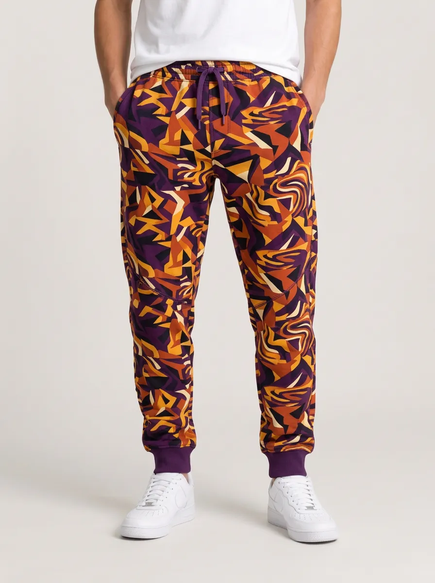 Men's Geometric Printed Drawstring Joggers