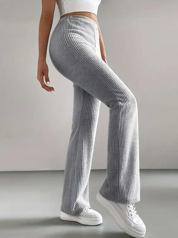 Flare High Waist Ribbed Knit Pants