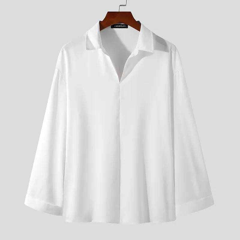 Loose Solid Color Long Sleeve Shirt