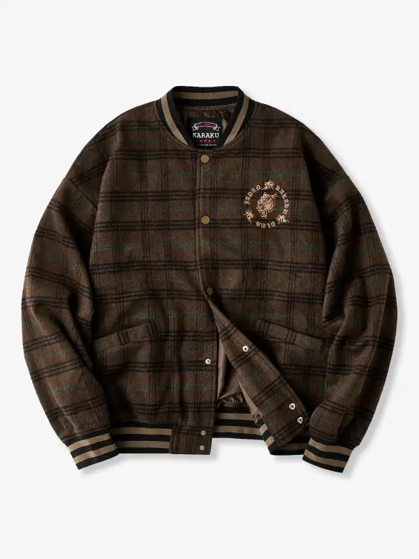 Men's Wool Blend Tweed Varsity Jacket