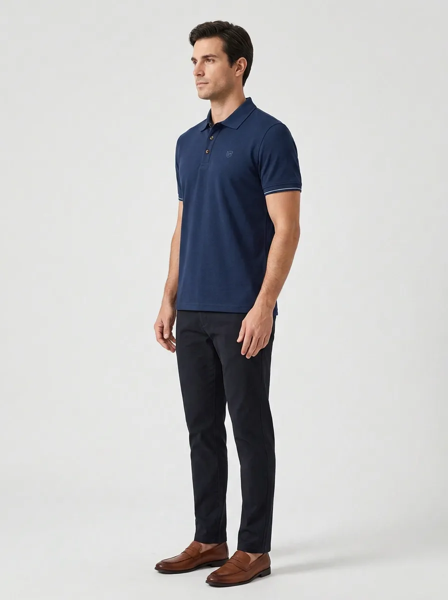 Shield-Detail Embroidered-Detail Men's Polo Shirt
