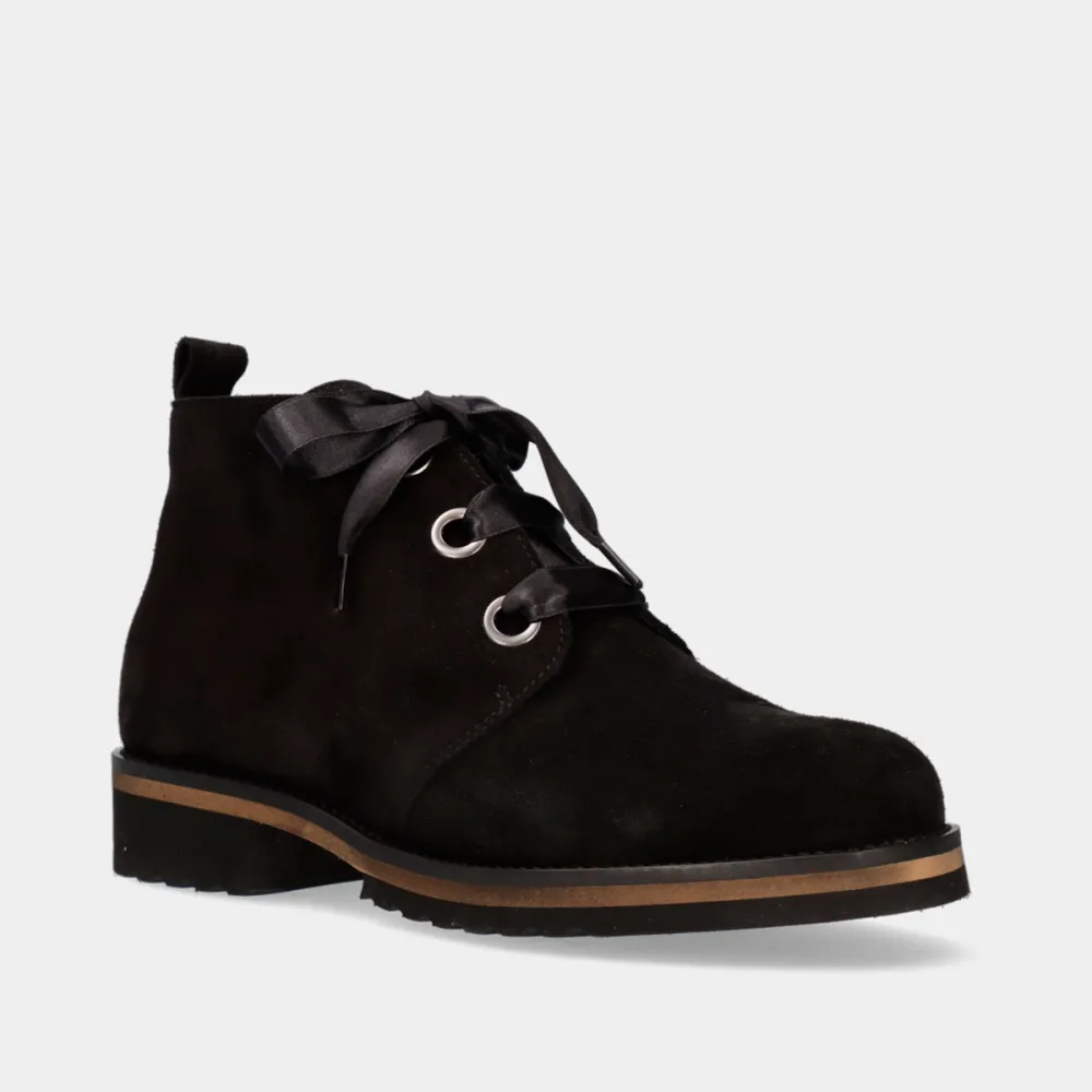 Polished Leather Lace Up Ankle Boots