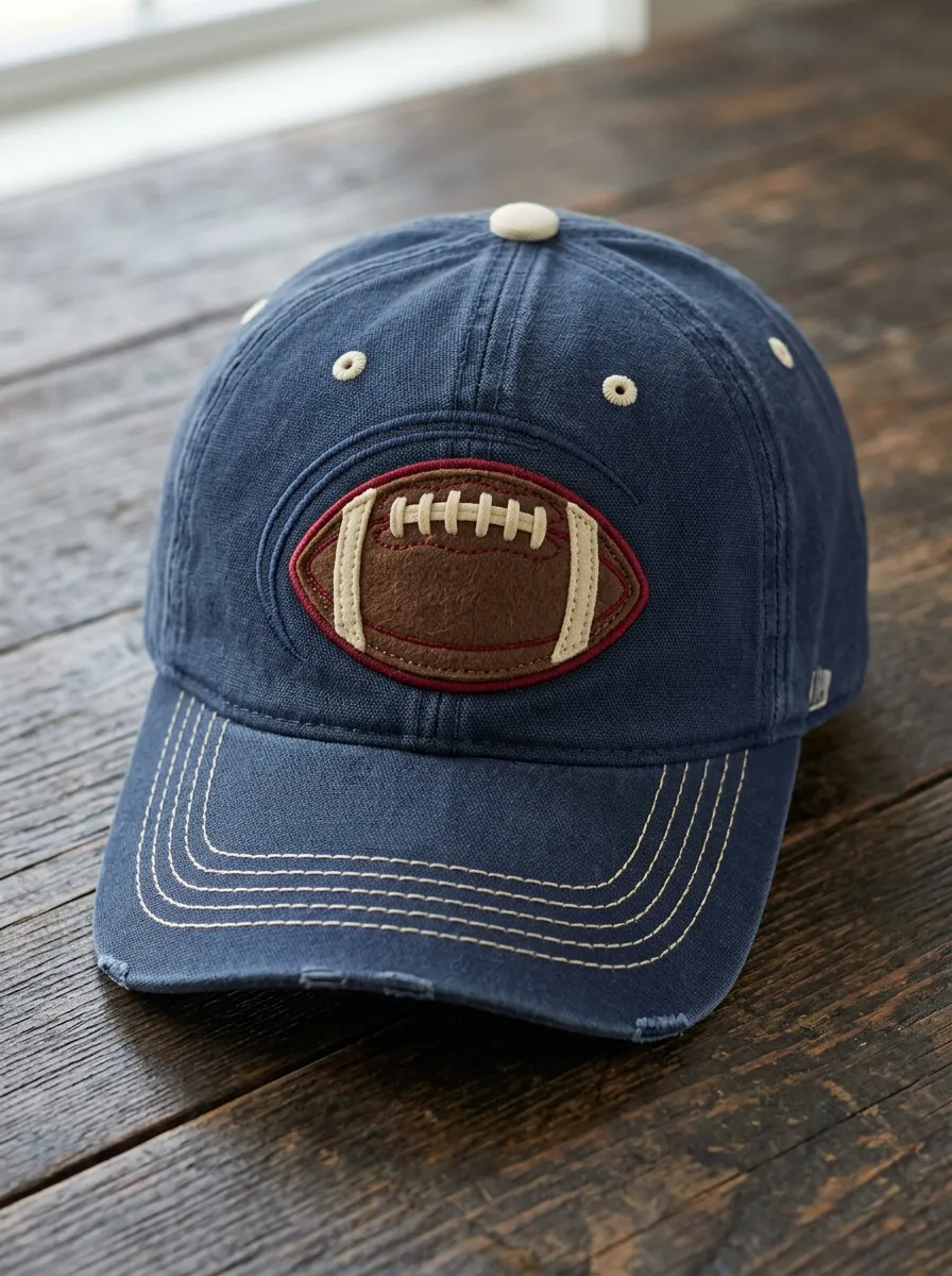 Men's Football Fan Brown Ball Embroidered Distressed Baseball Cap
