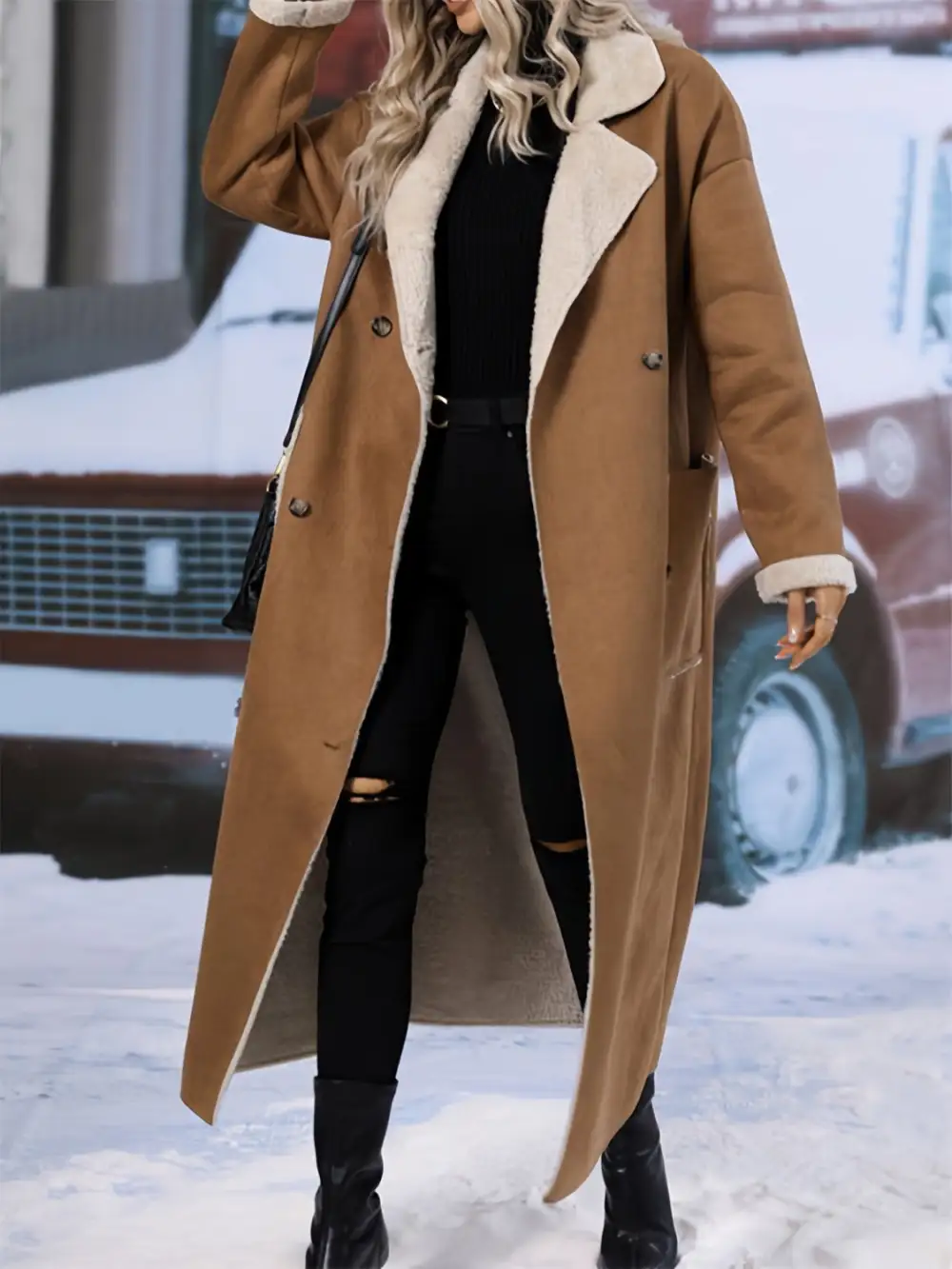 Plus Size Drop Shoulder Sherpa