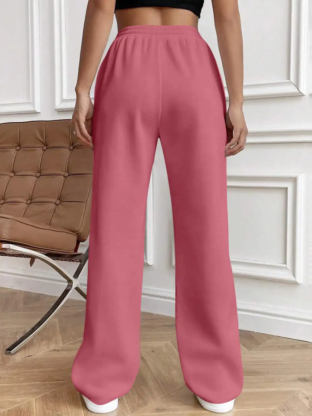 Drawstring Elastic Waist Pants With Pocket