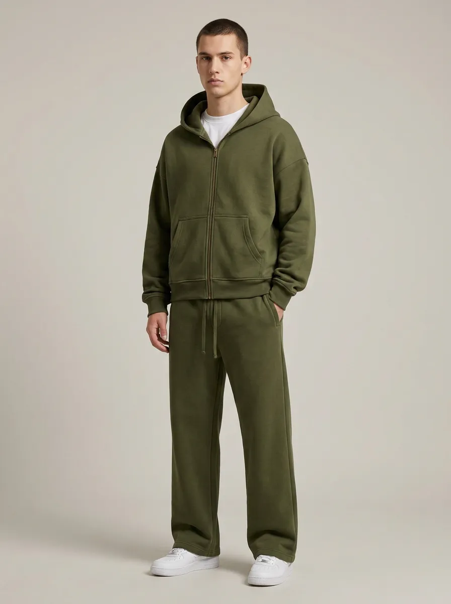 Unisex Sweatpants Athletic Hooded Zip Tracksuit Set