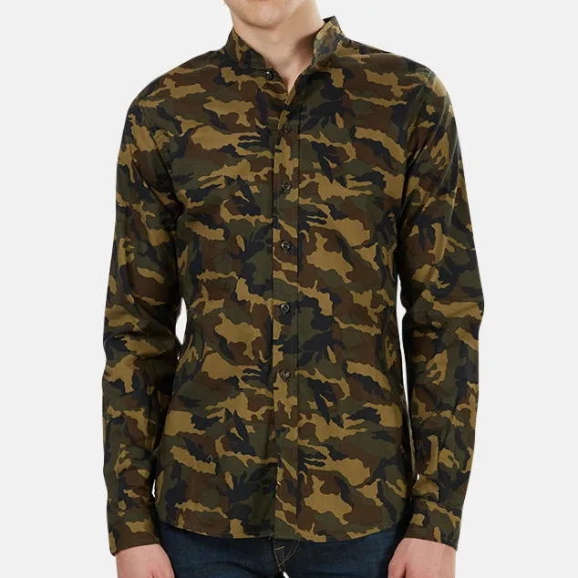 Button Down Cotton Camo Shirt