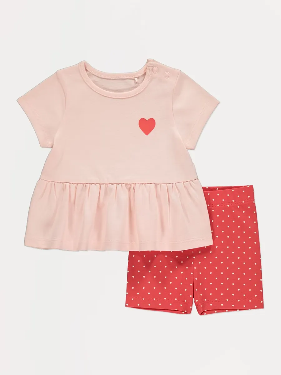 Pink Heart Top and Shorts Outfit