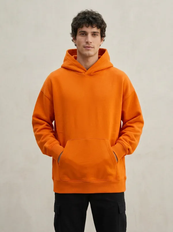 Simple Layer Plain Unisex Pullover Hoodie