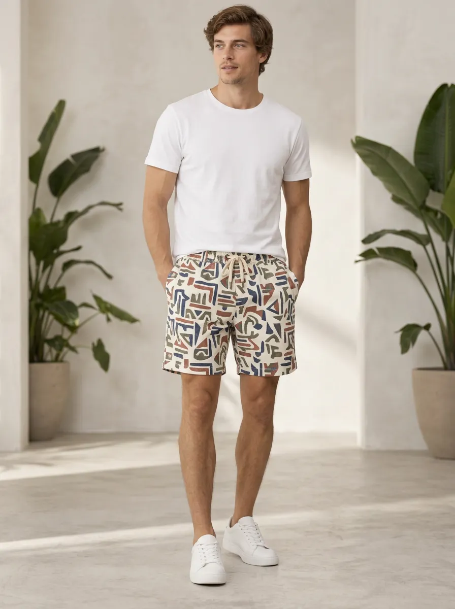 Men's Geometric Abstract Statement Printed Shorts
