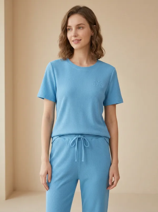 Easy Living Waffle Knit Printed Casual Lounge Set