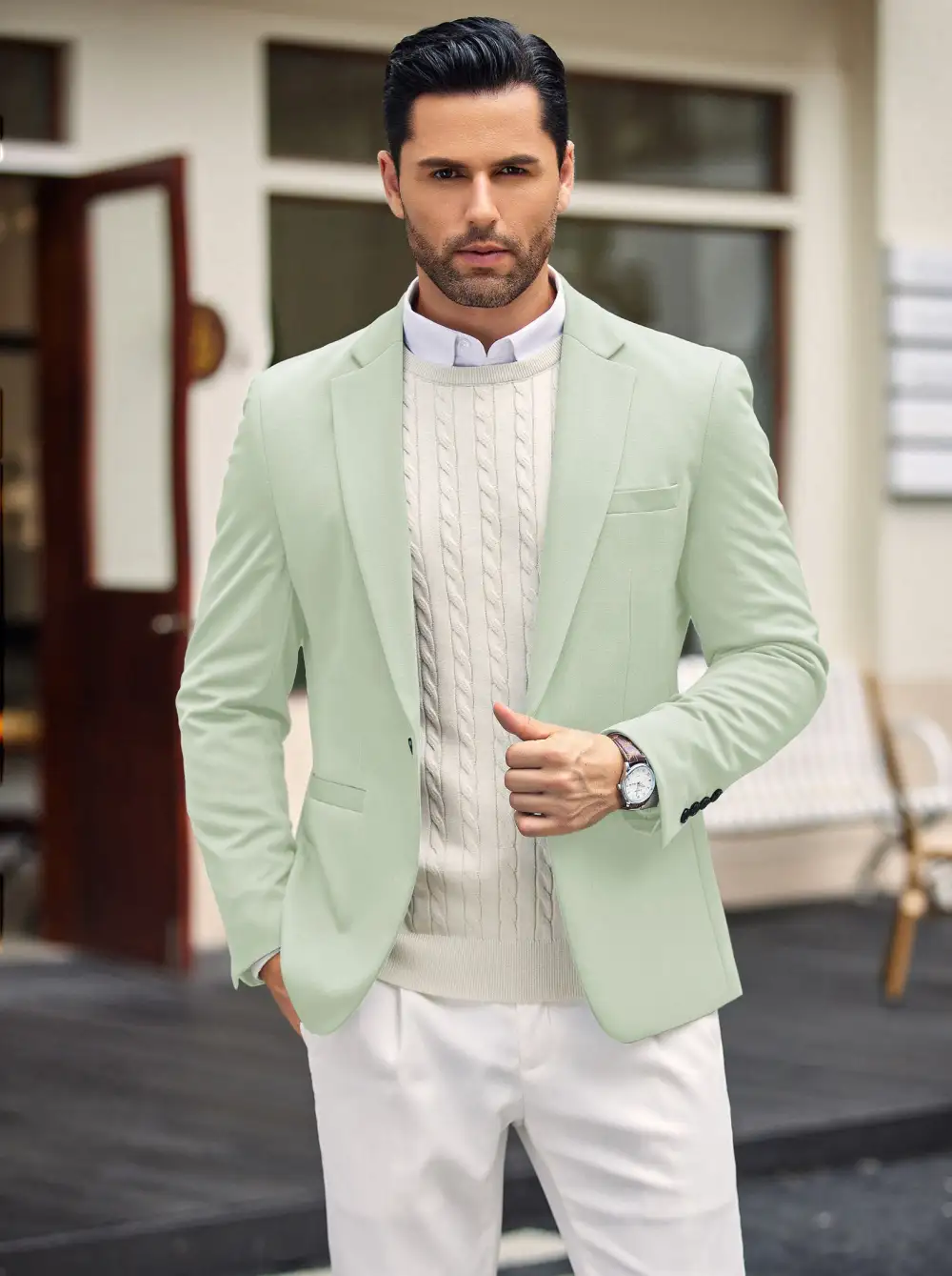 Simple One Button Blazer Jacket
