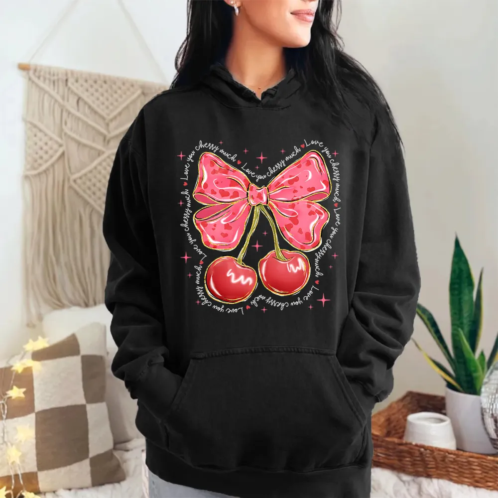 Love You Cherry Much Pink Heart Hoodie