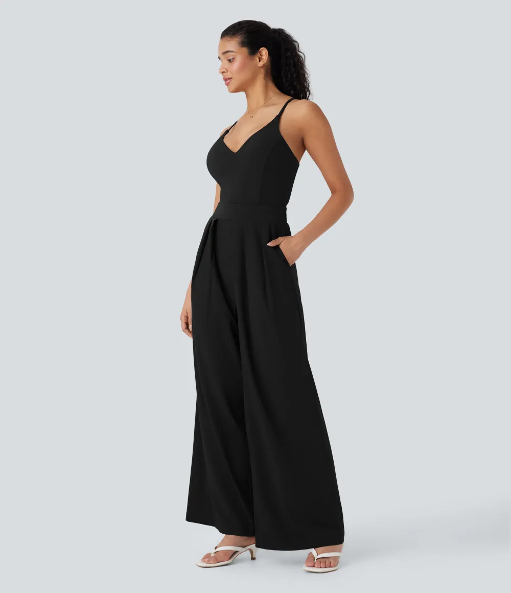Breezeful Wide Leg Quick Dry Casual Slip Jumpsuit with Pockets-Easy Peezy Edition