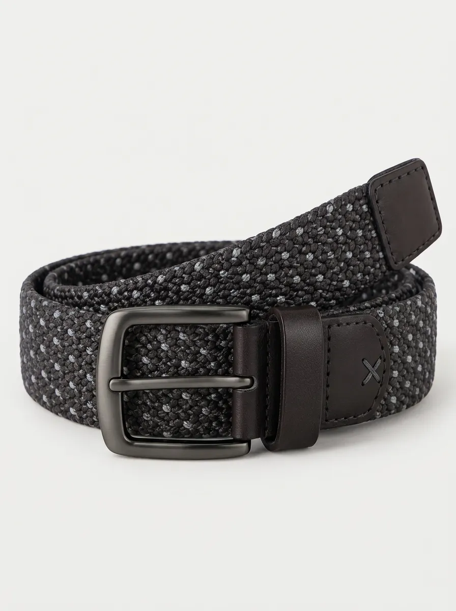 Men's Performance Trail Casual Grey Speckled Stretch Woven Belt