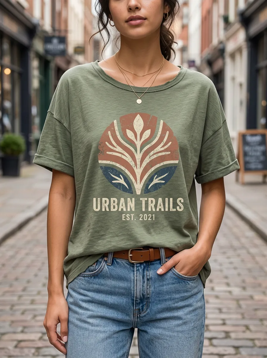Women's Nature Hiking Urban Trails Leaf Graphic Printed T-shirt
