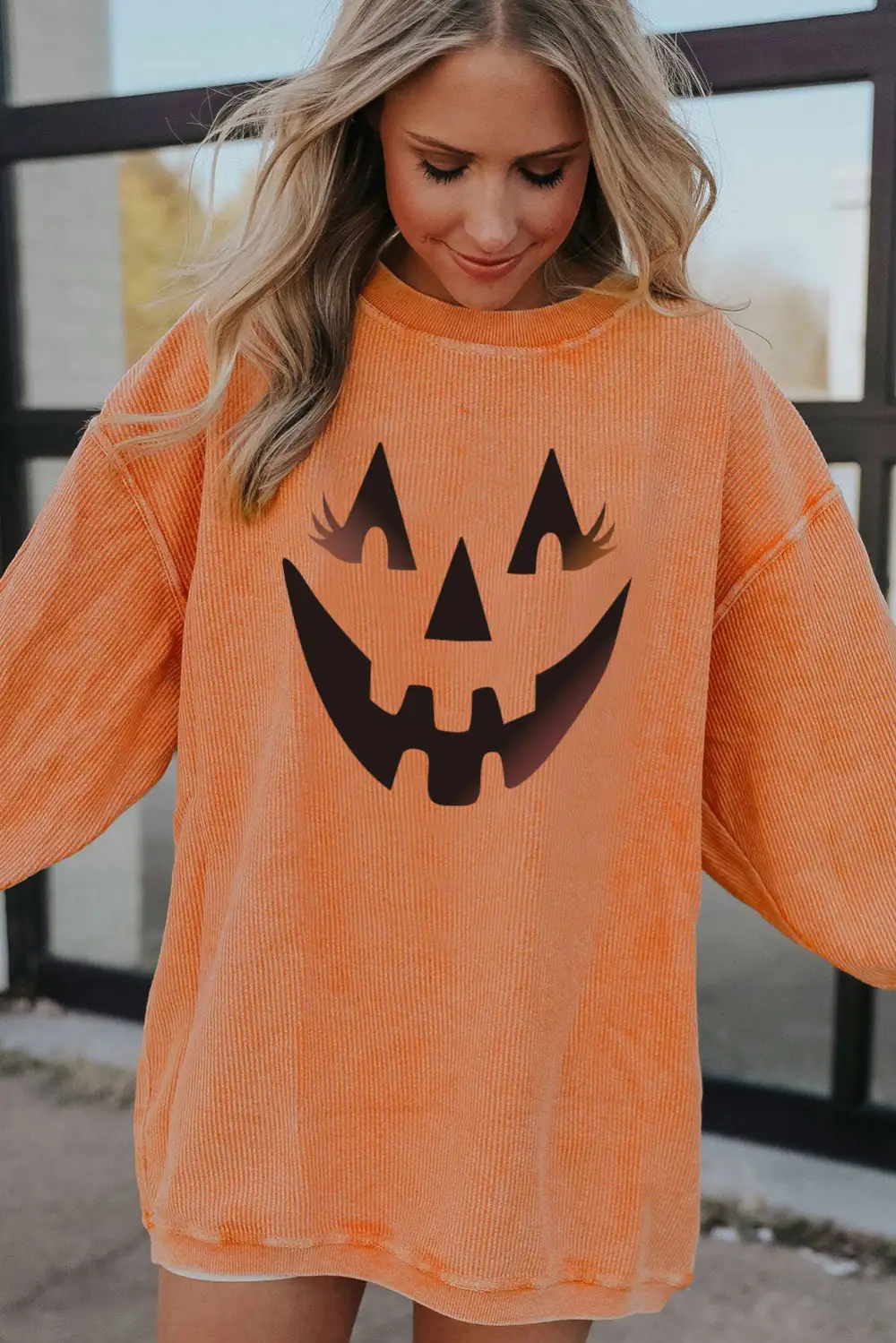 Pumpkin Smile Face Graphic Sweatshirt