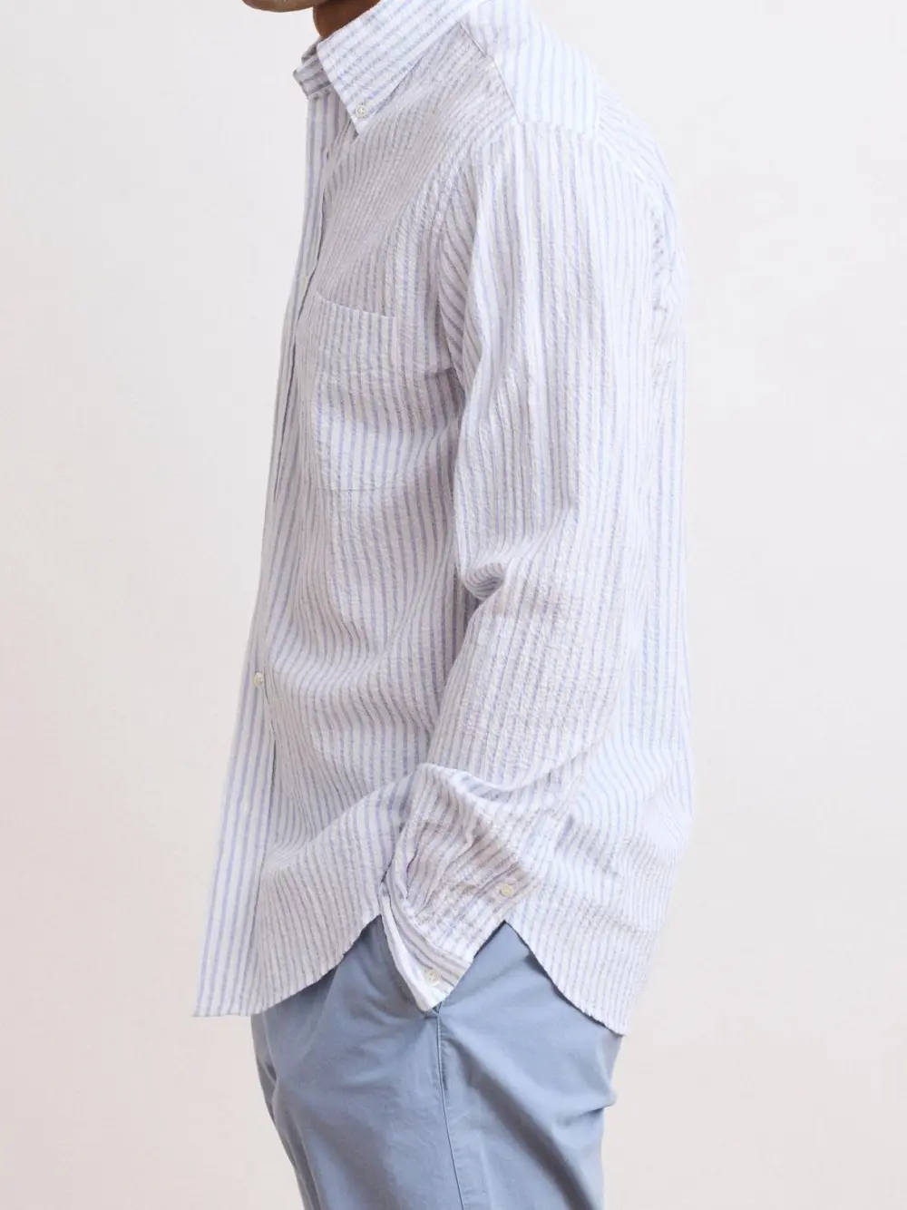 Casual Soft And Comfortable Blue And White Striped Shirt