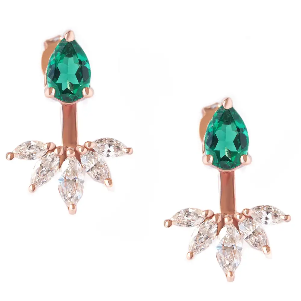 Pear Shape Stud Earrings Earring With Marquise Diamond Ear Jacket