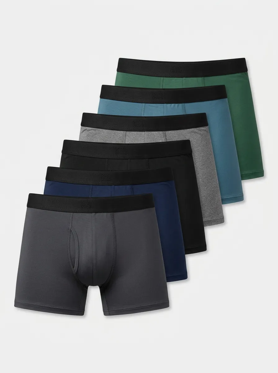 Men's Elastic Waistband Minimalist Design 6-Pack Boxer Briefs