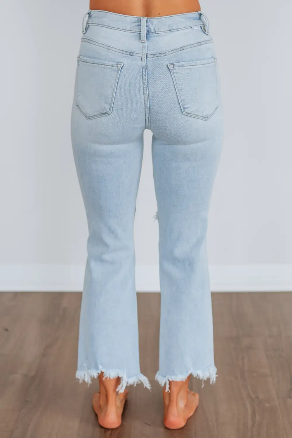 Women's High Rise Cropped Cotton Blend Jeans