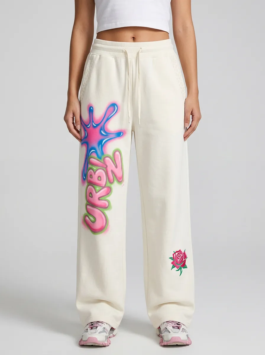 Women's Streetwear Urban Graffiti Rose Printed Sweatpants
