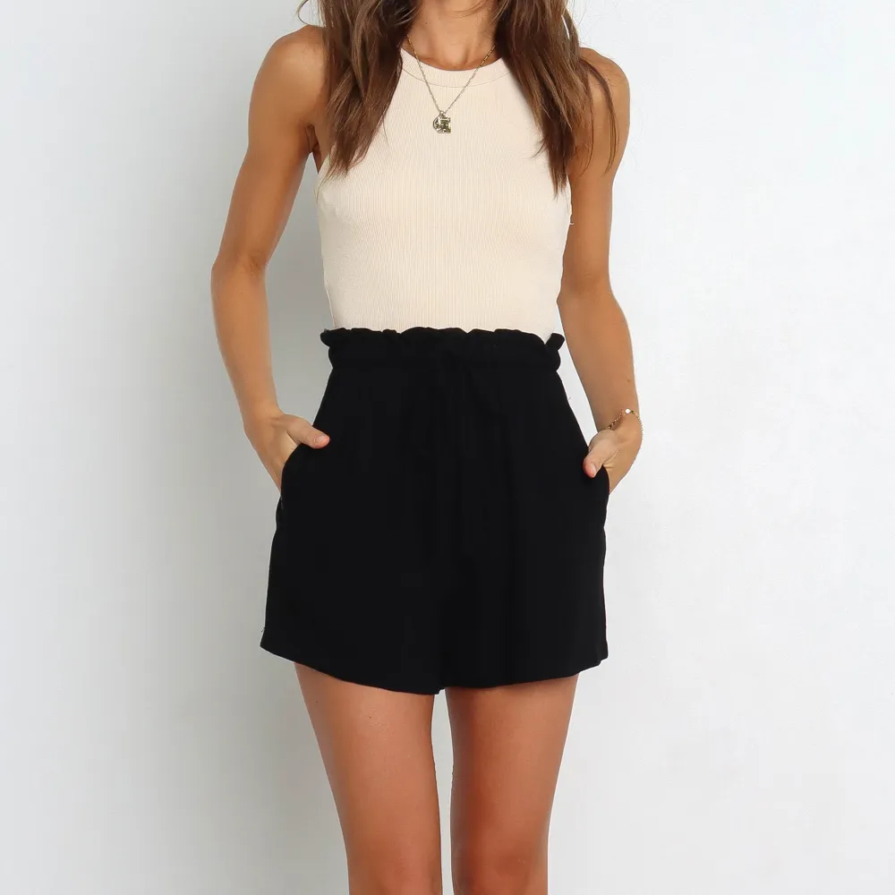 Linen Blend Drawstring Casual Shorts