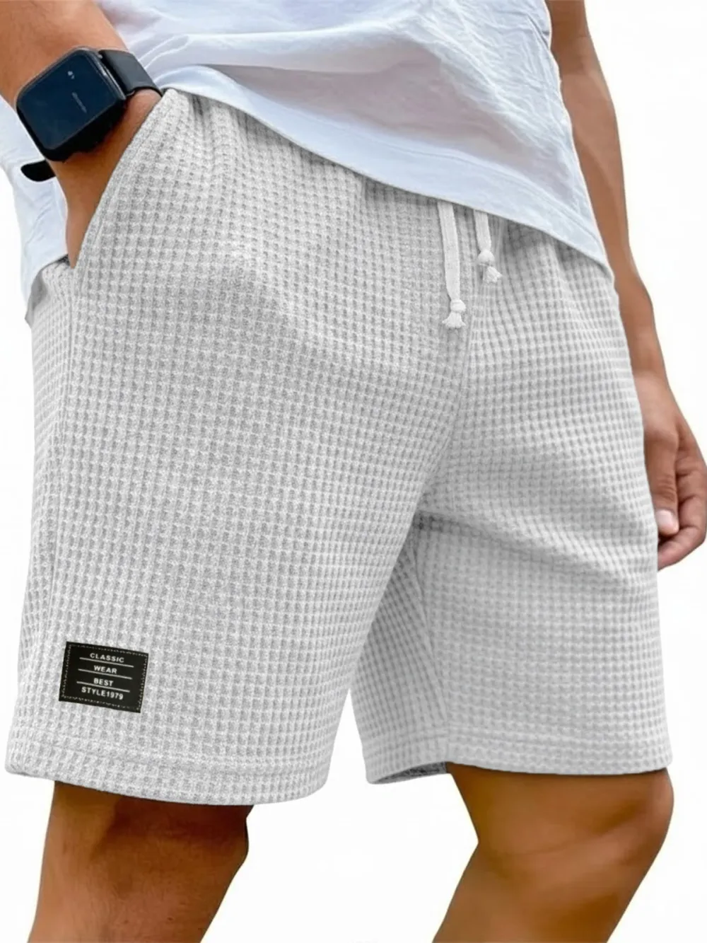 Textured Knit Drawstring Shorts