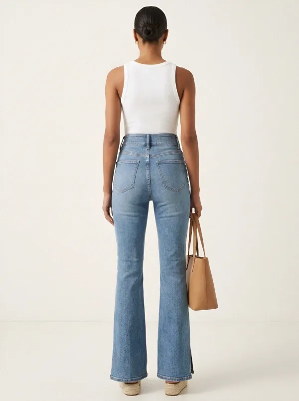 Split-Hem Women's High-Waist Stretch Flare Jeans