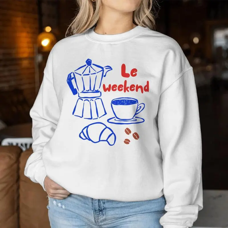 Le Weekend Le Croissant Coffee Women Sweatshirt