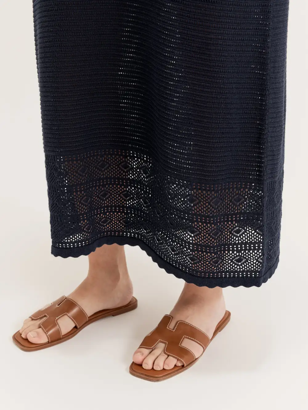 Black High-Rise Hollow Lace Maxi Skirts