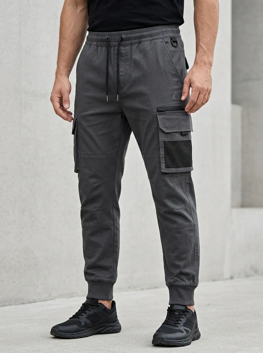 Refined Multi Pocket Finish Men's Cargo Jogger Pants