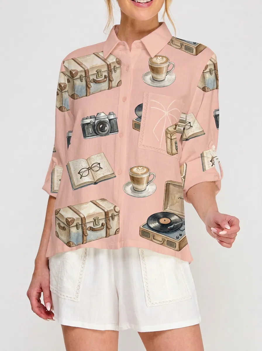 Women's Travel Hobby Coffee Camera Record Graphic Shirt Tank Top