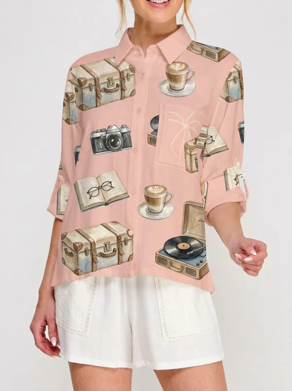 Women's Travel Hobby Coffee Camera Record Graphic Shirt Tank Top