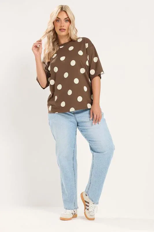 LIMITED COLLECTION Curve Brown Polka Dot T-Shirt