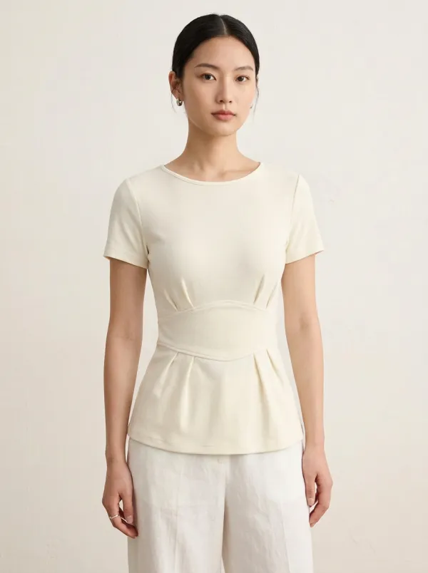 Fitted Peplum Pleated Fitted Peplum Top