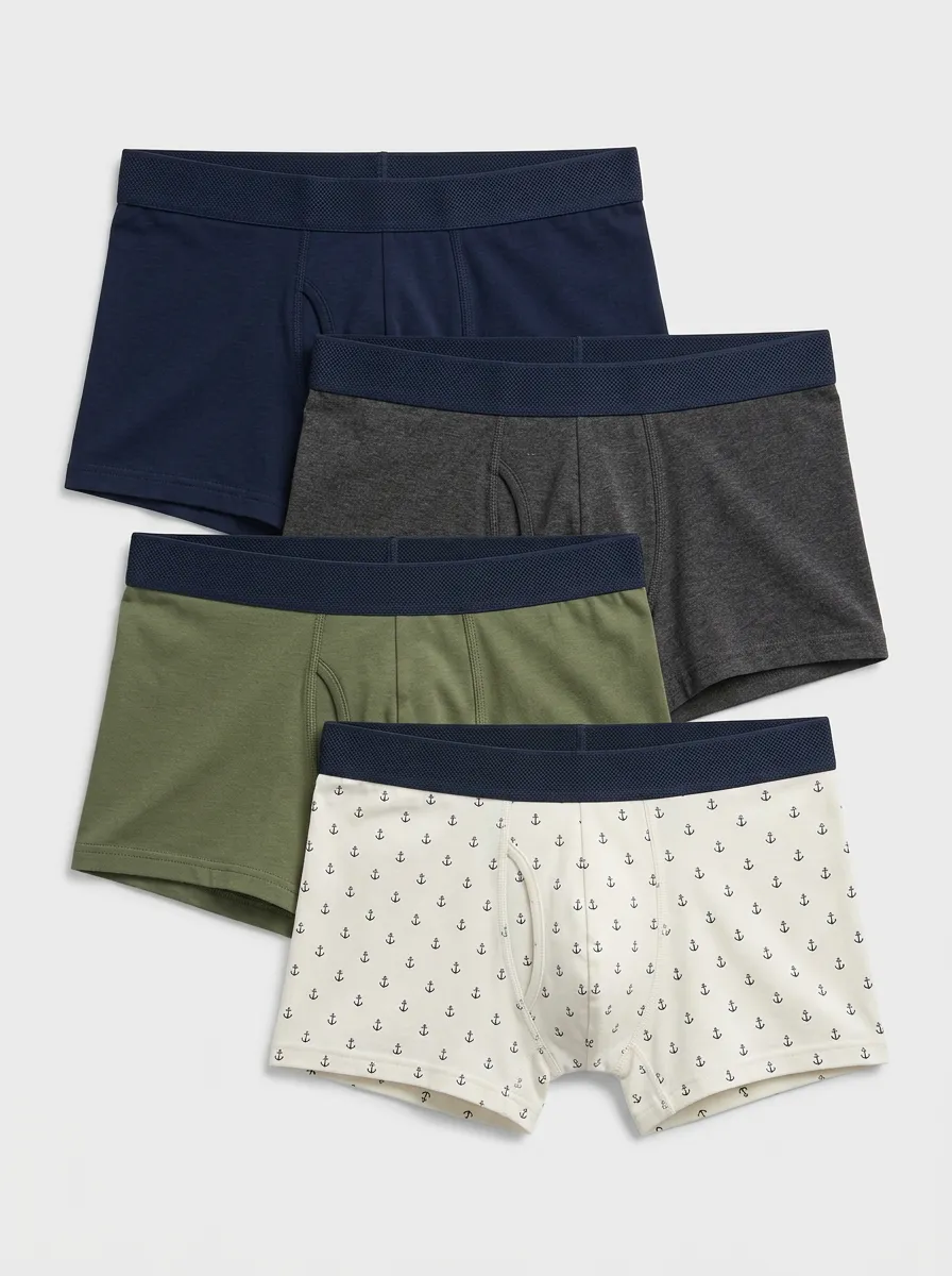 Contemporary Printed Patterned Collection Men's Four Pack Boxer Briefs