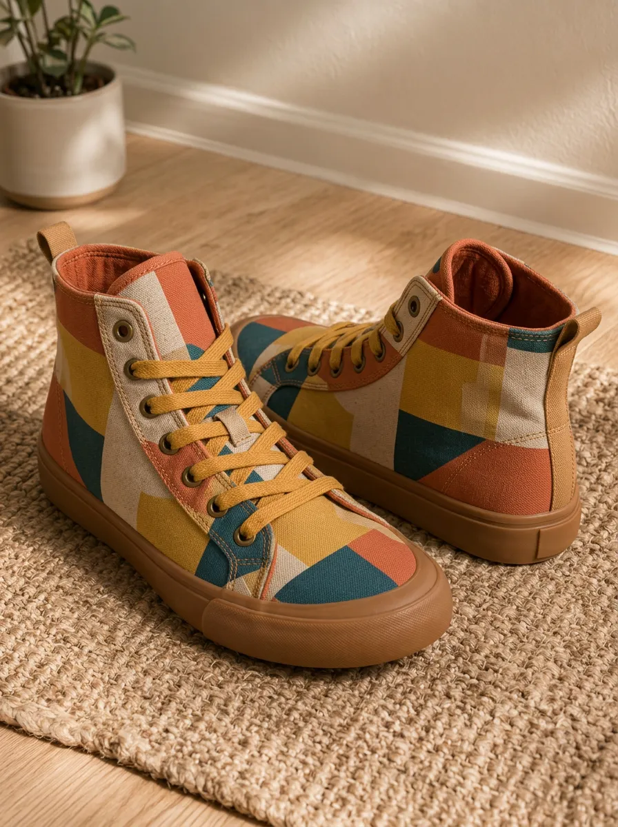Unisex Refined Geometric Abstract Pattern Patterned Canvas Shoes