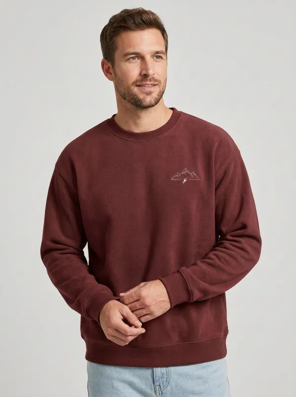 Men's Olive Green Outdoor Mountain Compass Fleece Sweatshirt