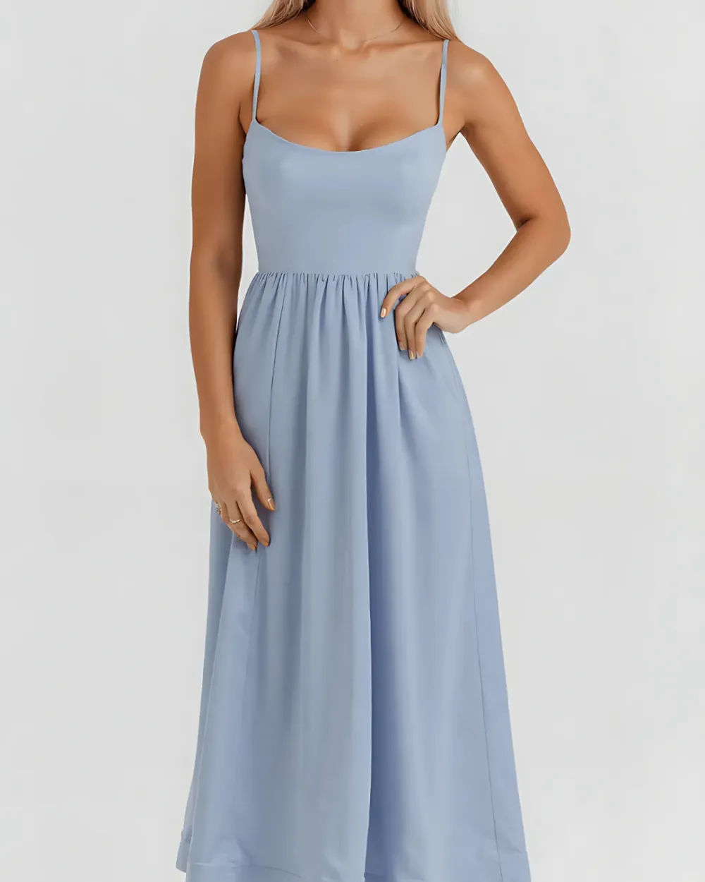 A Line Midi Dress Flared Skirt