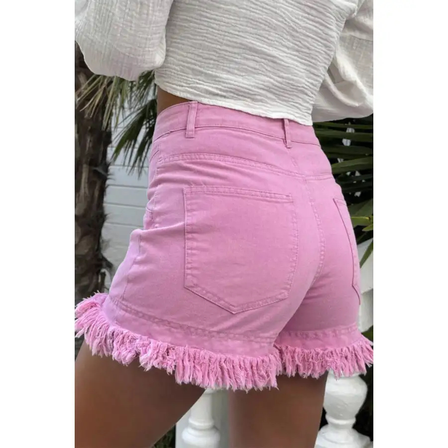 Refined Raw Hem High Waist Denim Shorts