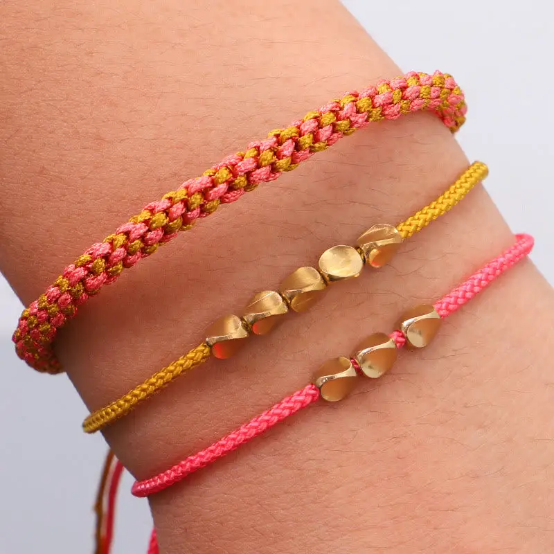 Cord String Copper Beads Bracelet