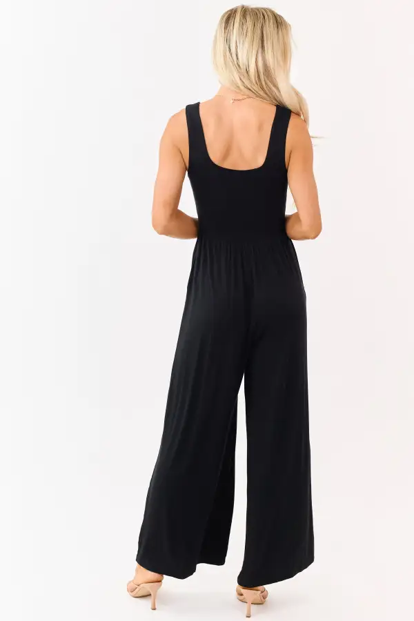Sleeveless Wide Leg Soft Knit Jumpsuit