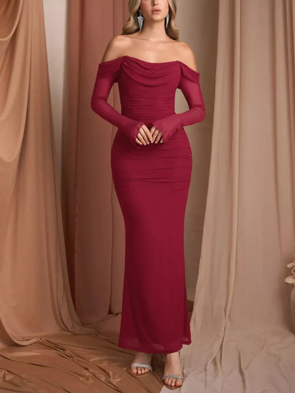 Relaxed Shape Ruched Maxi Dress