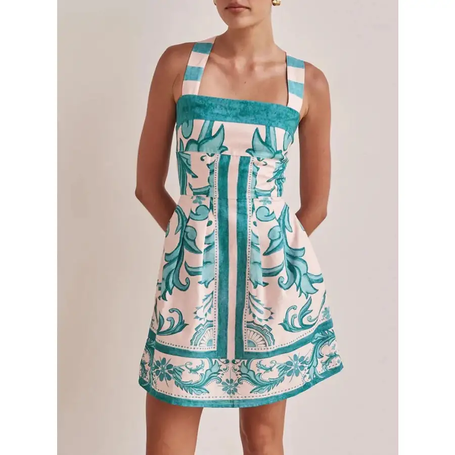 Everyday Printed Square Neck Mini Dress
