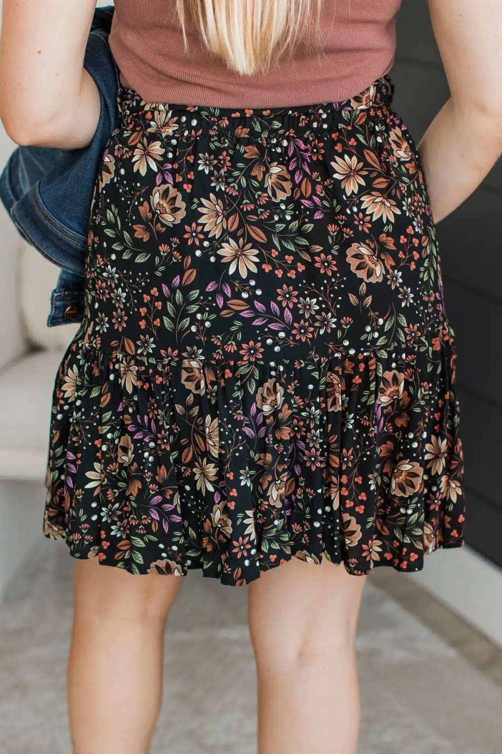 Elastic Waist Floral Everyday Relaxed Skirt