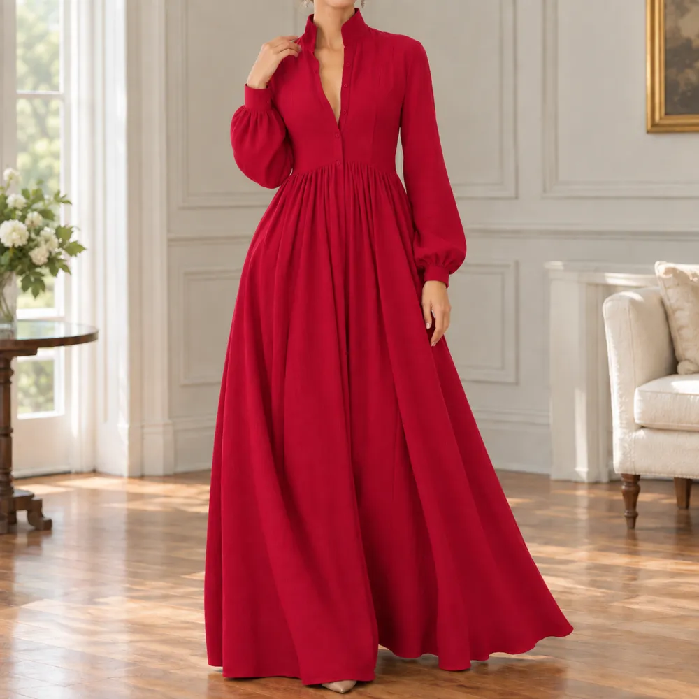 Contemporary Refined Women's Pleated Maxi Dress