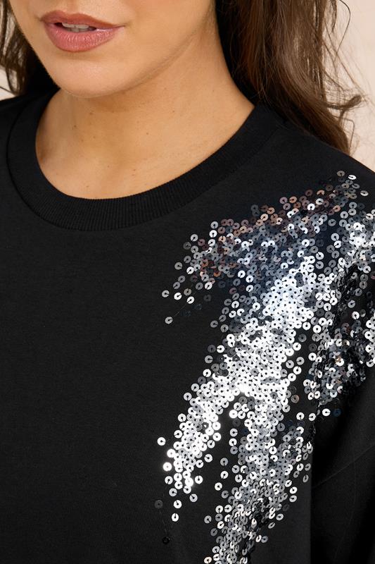Black & Silver Sequin Embellished Sweatshirt detail 3